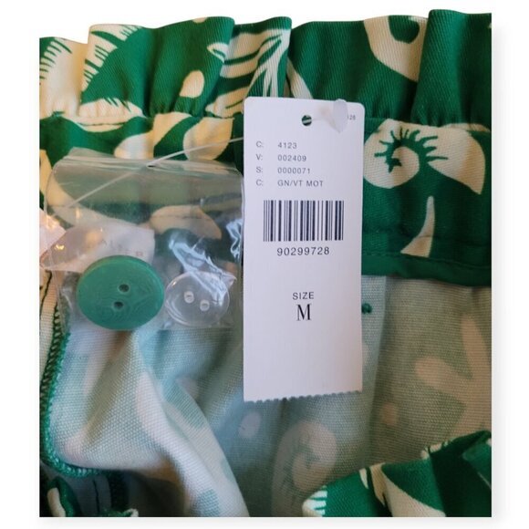 Anthropologie Green/White Palm Print Barrel Pants S/M - Corey Lynn Calter - Picture 10 of 15